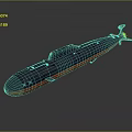 3D Rendered Modern Streamlined Submarine With Dark Blue And Orange Exterior Design
