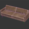 Modern Brown Leather Sofa With Metal Legs And Shiny Surface In Black Background
