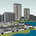 Waterfront Master Plan With High Rise Low Rise Buildings And Green Spaces
