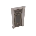 Solid Wooden Swing Door With Classic Panel Frame For Interior Home Decoration 3d model