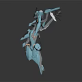 Futuristic Blue Humanoid Robot Character With Mechanical Armor And Sci Fi Design