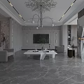 White Sheer Curtains Framing Large Window with Black Sculpture Holding Golden Rings and Mountain View