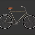Classic Beige Bicycle With Orange Saddle And Large Spoked Wheels On Dark Background