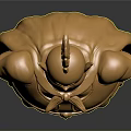Golden Mythical Character Statue With Muscular Build Headpiece Skirt And Cape