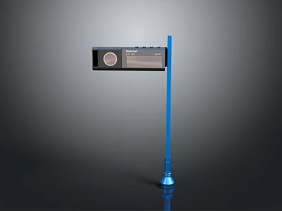 Blue Outdoor Digital Information Display Pole With Screen And Speaker Design 3d model