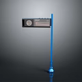 Blue Outdoor Digital Information Display Pole With Screen And Speaker Design 3d model