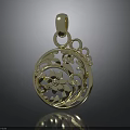 Gold Ornate Pendant With Floral Design And Decorative Circular Shape