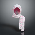 Soft White Hat and Scarf Set with Pink Floral Patterns for Stylish Look