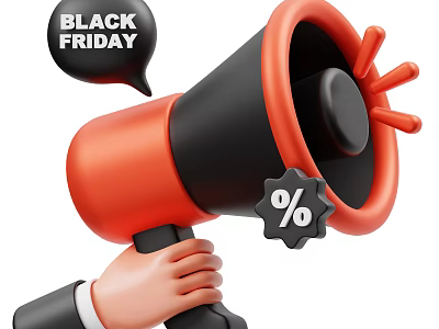 Smart Machine Using Megaphone To Promote Black Friday Discount Deals 3d model
