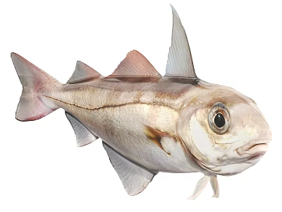 Unique Aquatic Fish With Large Eyes Light Body And Dark Stripes 3d model