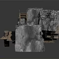 Modern Natural Style Rock Structure With Wooden Pathway And Scenic Platform