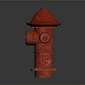Red Decorative Fire Hydrant In Studio Display With Reflective Base