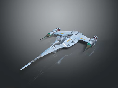 Futuristic Silver Sci Fi Spaceship With Sleek Design And Side Engines 3d model
