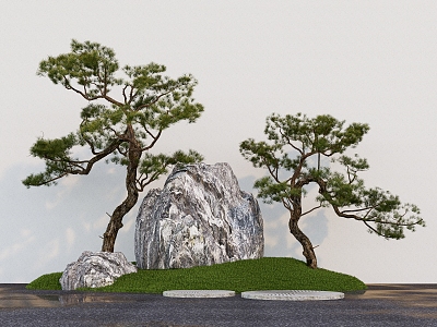 Pine Mountain Pine Landscape Tree Stone 3d model