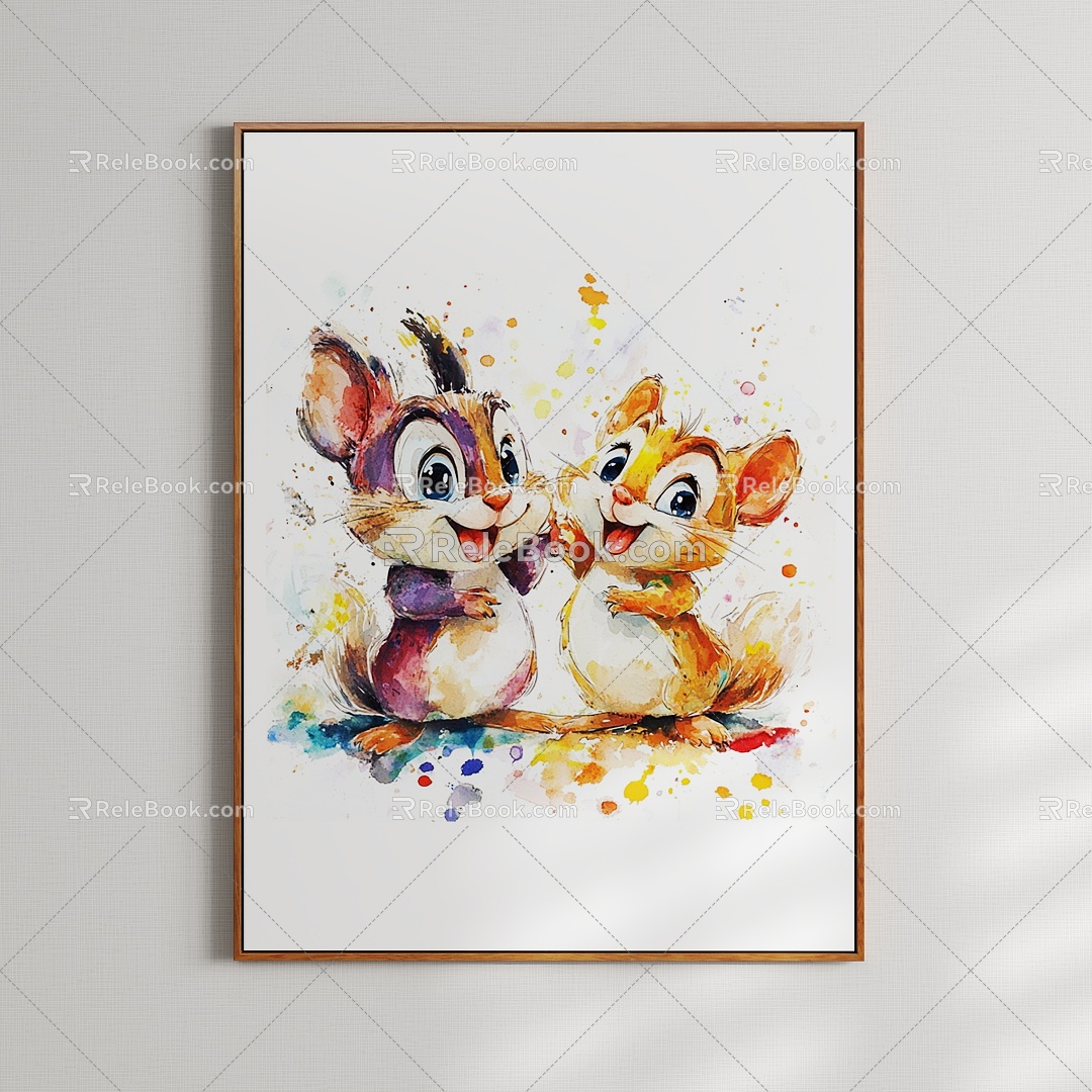 Modern Children's Cartoon Hanging Painting Decorative Painting 3d model