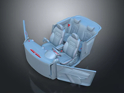 3D Rendered Modern Car Interior With Front Seats And Open Door 3d model