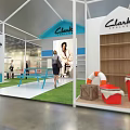 Chusco Exhibition Booth With White Structure Blue Elements Green Lawn And People