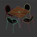 Modern Metal Mesh Square Dining Table with Four Gray Chairs Set 3d model