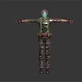 Female Game Film Character In Camouflage Pants Black Tank Top Green Tactical Vest Arms Outstretched