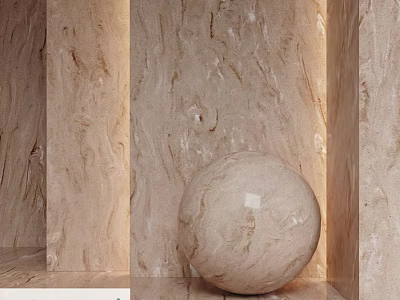 Marble Component Featuring Textured Surface and Sphere in Modern Structure Design 3d model