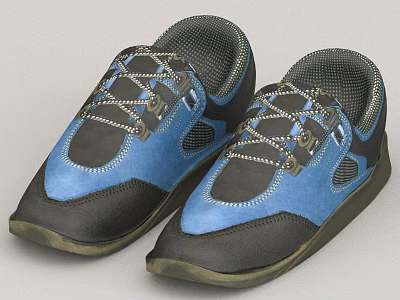 Trendy Blue And Black Casual Sports Shoes With Lace Up Detail And Breathable Mesh Upper 3d model