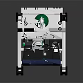 Mobile Medical Equipment With Blue Main Body White Control Panel And Rolling Wheels