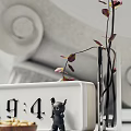 Modern Ornament Decoration Set With Scroll Plant Clock And Glass Bottles