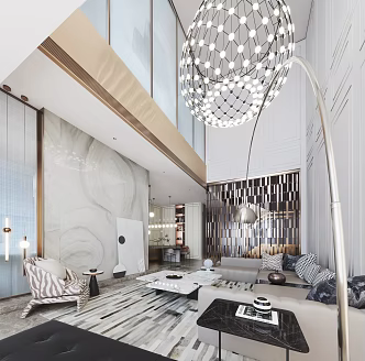 Modern Duplex Living Room Villa Living Room 3d model
