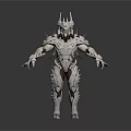 Fantasy Mythical Creature Armored Warrior Featuring Spiked Exoskeleton And Horned Head Standing Pose