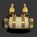 Stylish Leather Backpack With Brown And Yellow Design Metal Buckles And Multiple Utility Pockets