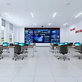 Modern Monitoring Room Interior With Large Surveillance Screen Tech Elements Multiple Computers And Chairs