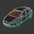Black Sporty Hatchback With Sleek Design And Headlights On Dark Reflective Background