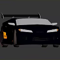Modern Sleek Black Sports Car With Rear Spoiler Red Rims And Shiny Aerodynamic Design