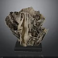 Natural Coral Polyps Sculpture With Intricate Textured Design And Black Base
