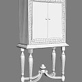 Vintage Entryway Console Cabinet With Burgundy Doors Gold Accents And Carved Legs