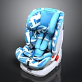 Blue And White Patterned Child Safety Seat With Comfortable Harness And Secure Design