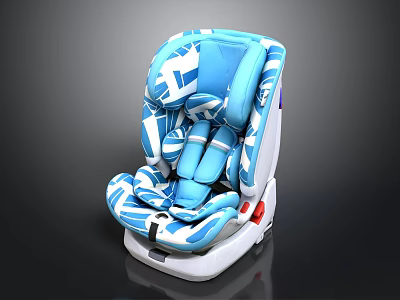 Blue And White Patterned Child Safety Seat With Comfortable Harness And Secure Design 3d model