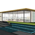 Garden Landscape Design for Modern High Rise Residential Entrance With Trees and Flowering Plants