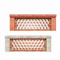 Red And Gray White Brick Decorative Wall With Geometric Lattice Pattern Design 3d model