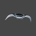 White Manta Ray With Black Spots Swimming In Deep Blue Ocean