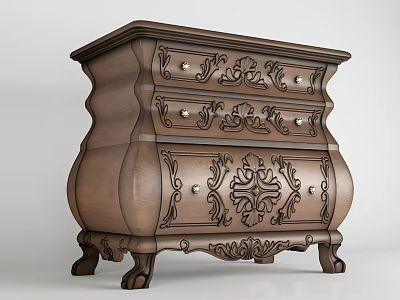 Traditional Wooden Chest of Drawers With Intricate Carvings And Ornate Legs 3d model