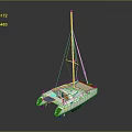 White Catamaran With Blue Accents And Modern Twin Hull Design On Water