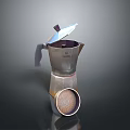 Metallic Moka Pot Kitchen Essential With Handle And Top Lid For Home Coffee Brewing