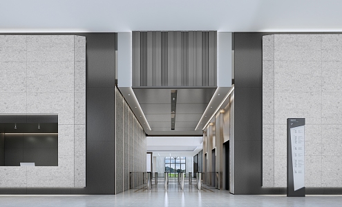 Modern Hall Corporate Lobby 3d model