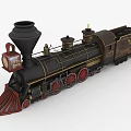 Vintage Steam Train Model With Black Body Red Wheels And Brass Decorative Details