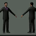 A Man Wearing Checkered Suit With Front And Back Views Standing Pose 3d model
