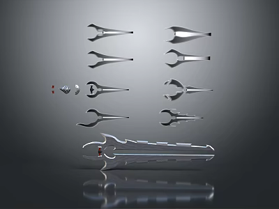 Modern Silver Chandelier Collection Featuring Various Styles and Reflective Metallic Finish 3d model