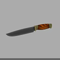 Vintage Knife with Wooden Handle and Brass Metal Accents Rusty Blade Design