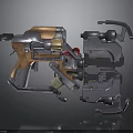 Industrial Mechanical Device With Orange And Silver Metal Components And Complex Design