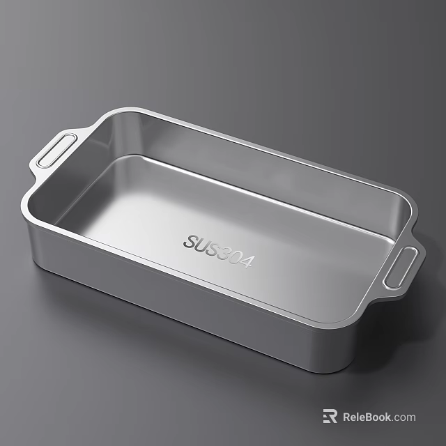 SUS304 Stainless Steel Baking Pan With Dual Handles For Kitchen Cooking 3d model 